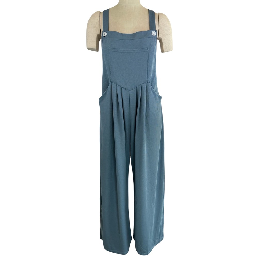 Halara Pocket Waffle Jumpsuit Wide Leg Overalls Mountain Spring Blue Large